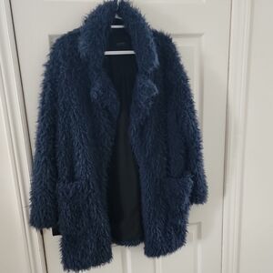Zara Deep Blue Teddy Jacket